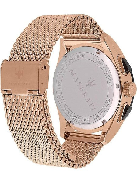 Maserati Traguardo 45mm Chronograph Rose Gold Mesh Strap White Dial Watch For Men - R8873612011 Watches Maserati   