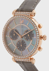 Swarovski Passage Chrono Grey Dial Grey Leather Strap Watch for Women - 5580348 Watches Swarovski   