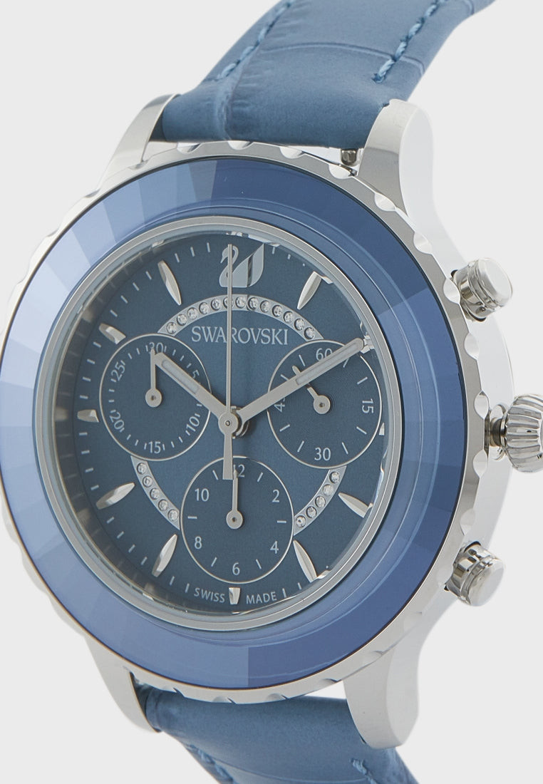 Swarovski Octea Lux Chrono Blue Dial Blue Leather Strap Watch for Women - 5580600 Watches Swarovski   