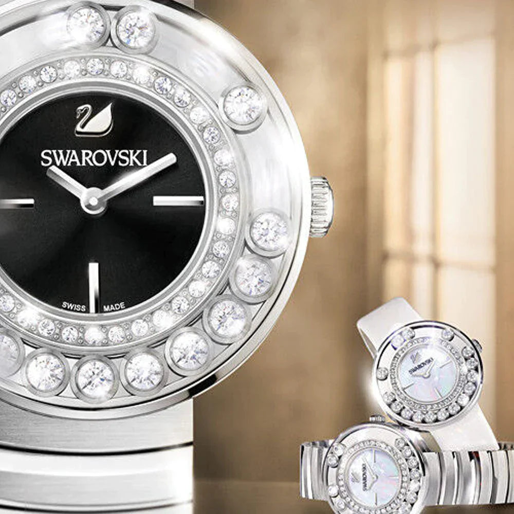 Swarovski Lovely Crystal Black Dial Silver Steel Strap Watch for Women - 1160305 Watches Swarovski   