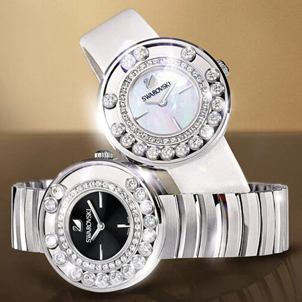 Swarovski Lovely Crystal Black Dial Silver Steel Strap Watch for Women - 1160305 Watches Swarovski   