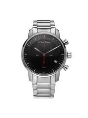 Calvin Klein City Chronograph Black Dial Silver Steel Strap Watch for Men - K2G27141 Watches Calvin Klein   