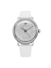 Swarovski Crystalline Hours Silver Dial White Leather Strap Watch for Women - 5295383 Watches Swarovski   