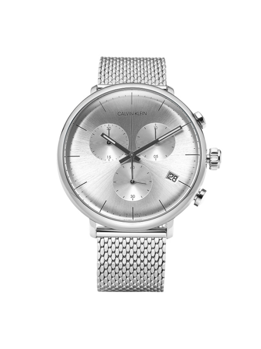 Calvin Klein High Noon Silver Dial Silver Mesh Bracelet Watch for Men - K8M27126 Watches Calvin Klein   