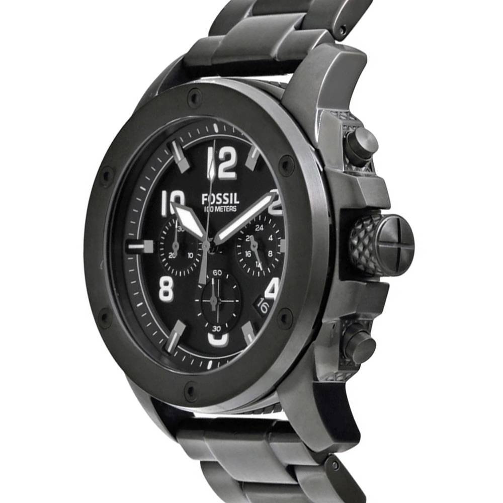 Fossil Machine Chronograph Black Dial Black Steel Strap Watch for Men - FS4927 Watches Fossil   