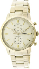 Fossil Townsman Chronograph White Dial Gold Steel Strap Watch for Men - FS5348 Watches Fossil   