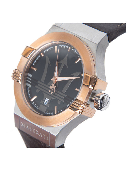 Maserati Potenza Black Dial Brown Leather Strap Watch For Men - R8851108014 Watches Maserati   