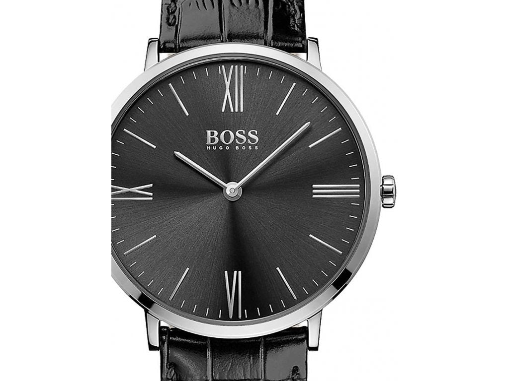 Hugo Boss Jackson Black Dial Black Leather Strap Watch for Men - 1513369 Watches Hugo Boss   
