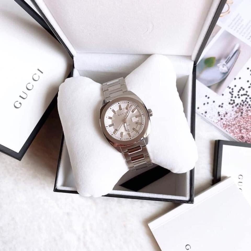 Gucci G Timeless GG2570 Silver Dial Silver Steel Strap Watch For Men - YA142402 Watches Gucci   