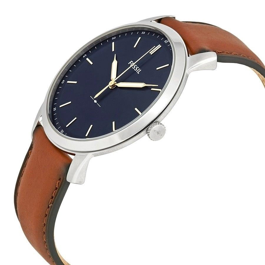 Fossil Minimalist Blue Dial Brown Leather Strap Watch for Men - FS5304 Watches Fossil   