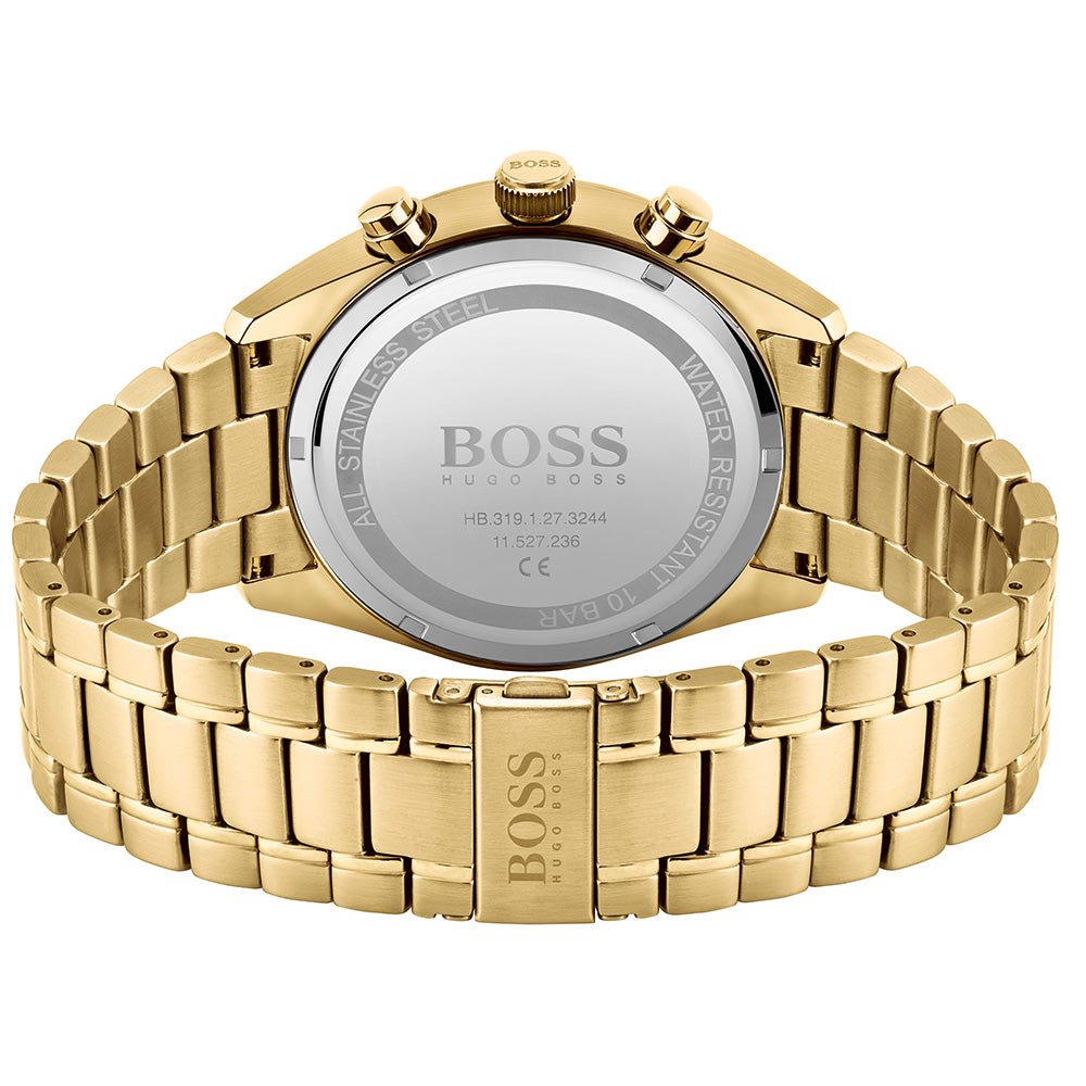 Hugo Boss Champion Black Dial Gold Steel Strap Watch for Men - 1513848 Watches Hugo Boss   