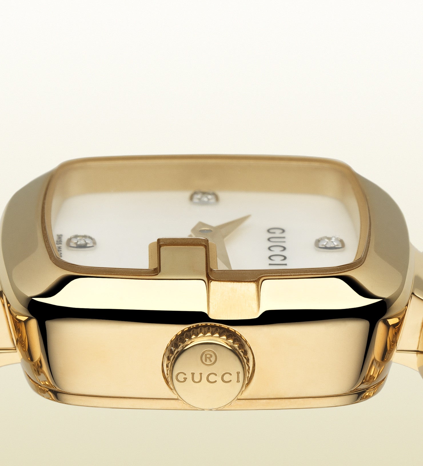 Gucci G Gucci Diamonds Mother of Pearl Dial Yellow Gold Steel Strap Watch For Women - YA125513 Watches Gucci   