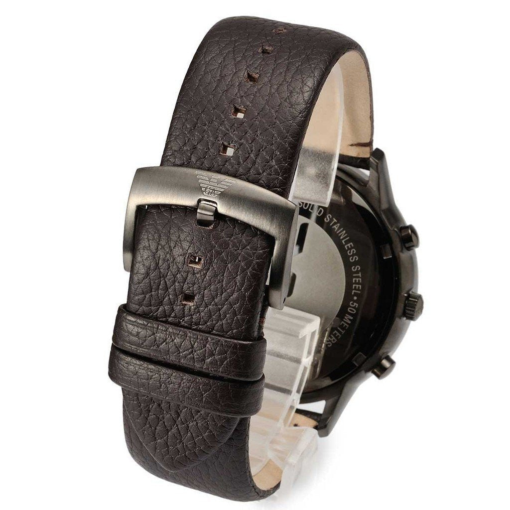 Emporio Armani Sportivo  Black Dial Brown Leather Strap Watch For Men - AR2462 Watches Emporio Armani   