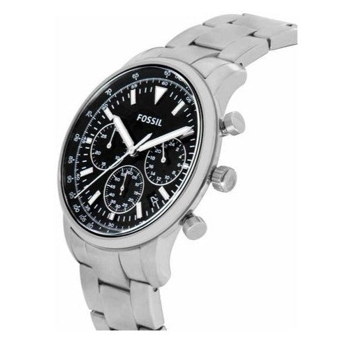 Fossil Goodwin Chronograph Black Dial Silver Steel Strap Watch for Men - FS5412 Watches Fossil   