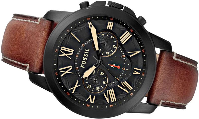 Fossil Grant Chronograph Black Dial Brown Leather Strap Watch for Men - FS5241 Watches Fossil   