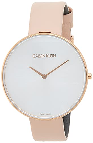 Calvin Klein Full Moon Silver Dial Pink Leather Stap Watch for Women - K8Y236Z6 Watches Calvin Klein   