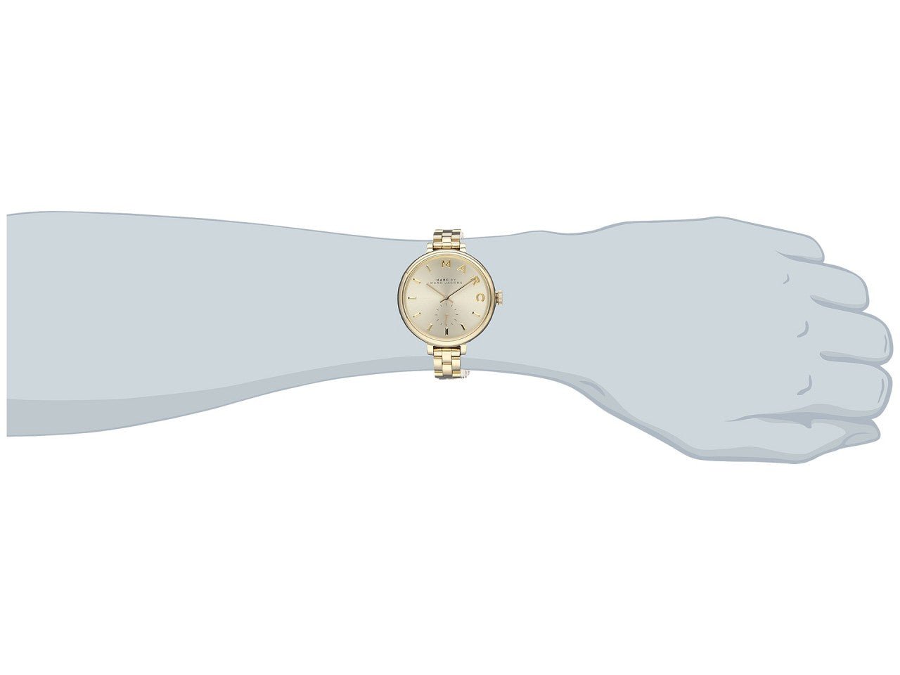 Marc Jacobs Baker White Dial Gold Stainless Steel Strap Watch for Women - MBM3243 Watches Marc Jacobs   