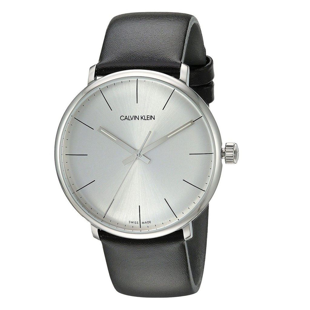 Calvin Klein High Noon Quartz White Dial Black Leather Strap Watch for Men - K8M211C6 Watches Calvin Klein   