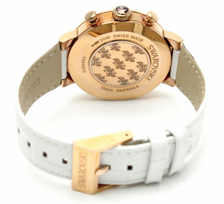 Swarovski Citra Sphere Chrono White Dial White Leather Strap Watch for Women - 5080602 Watches Swarovski   