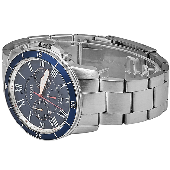 Fossil Grant Sport Chronograph Blue Dial Silver Steel Strap Watch for Men - FS5238 Watches Fossil   