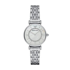 Emporio Armani Gianni T-Bar Mother of Pearl Dial Silver Stainless Steel Watch For Women - AR1908 Watches Emporio Armani   