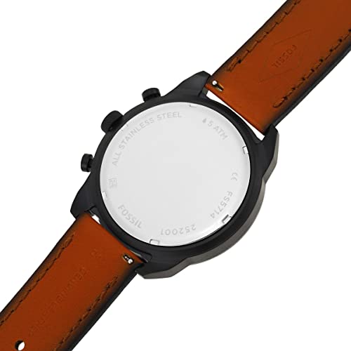 Fossil Bronson Black Dial Brown Leather Strap Watch for Men - FS5714 Watches Fossil   