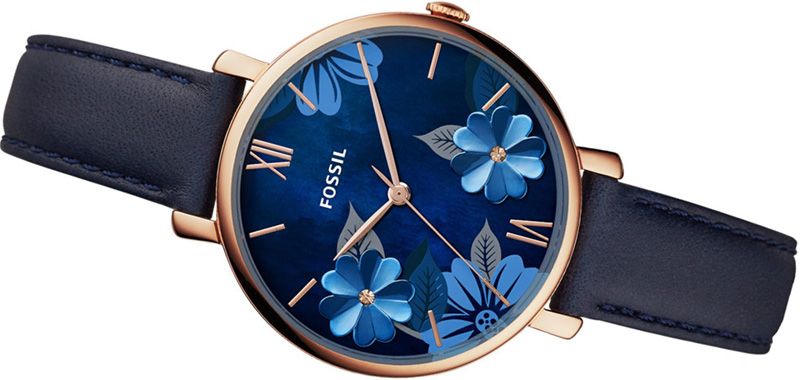 Fossil Jacqueline Blue Dial Blue Leather Strap Watch for Women - ES4673 Watches Fossil   