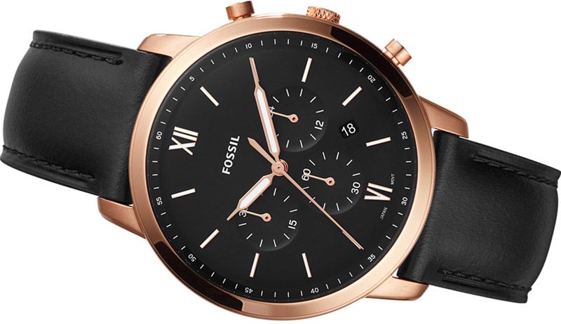 Fossil Neutra Chronograph Black Dial Black Leather Strap Watch for Men - FS5381 Watches Fossil   