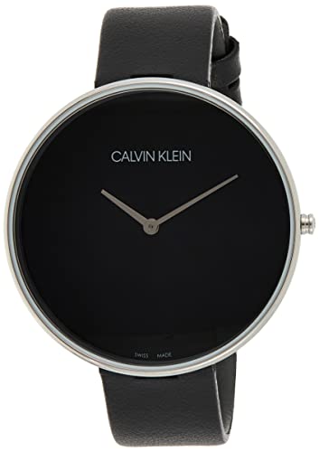 Calvin Klein Full Moon Black Dial Black Leather Strap Watch for Women - K8Y231C1 Watches Calvin Klein   