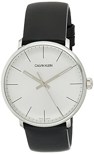 Calvin Klein High Noon Quartz White Dial Black Leather Strap Watch for Men - K8M211C6 Watches Calvin Klein   