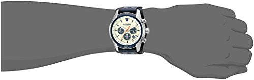 Fossil Coachman Chronograph White Dial Blue Leather Strap Watch for Men - CH3051 Watches Fossil   