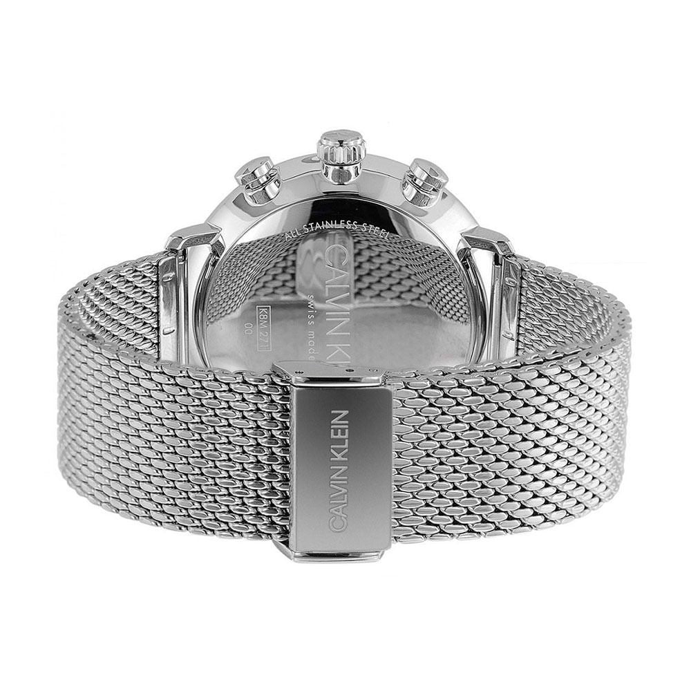 Calvin Klein High Noon Chronograph Blue Dial Silver Mesh Bracelet Watch for Men - K8M2712N Watches Calvin Klein   