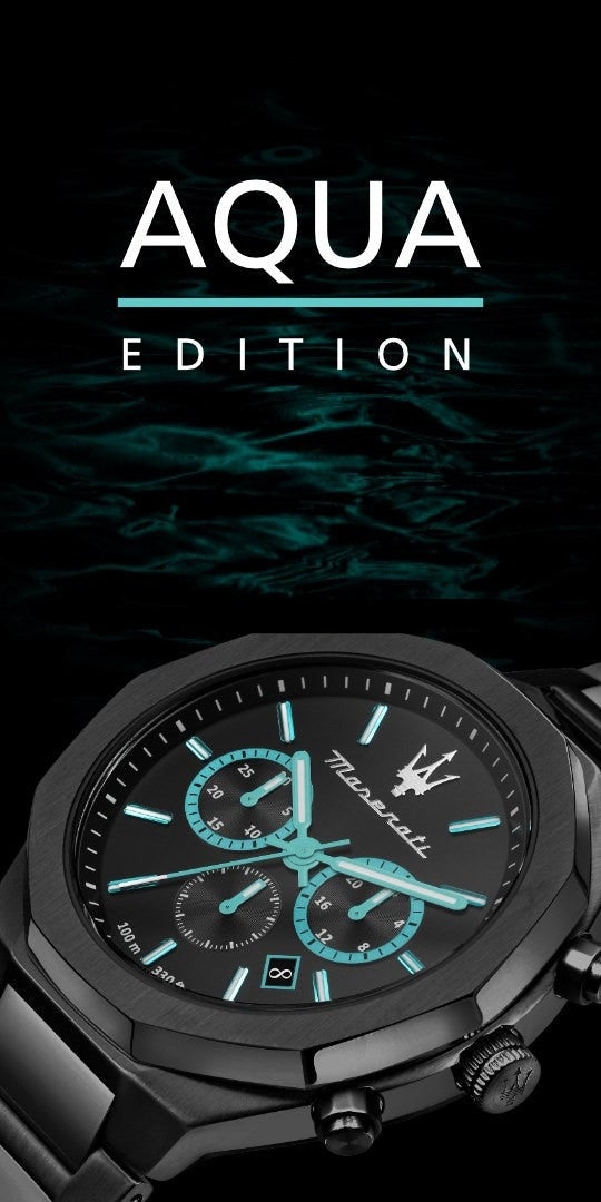 Maserati STILE Aqua Edition Black Dial Chronograph Watch For Men - R8873644001 Watches Maserati   