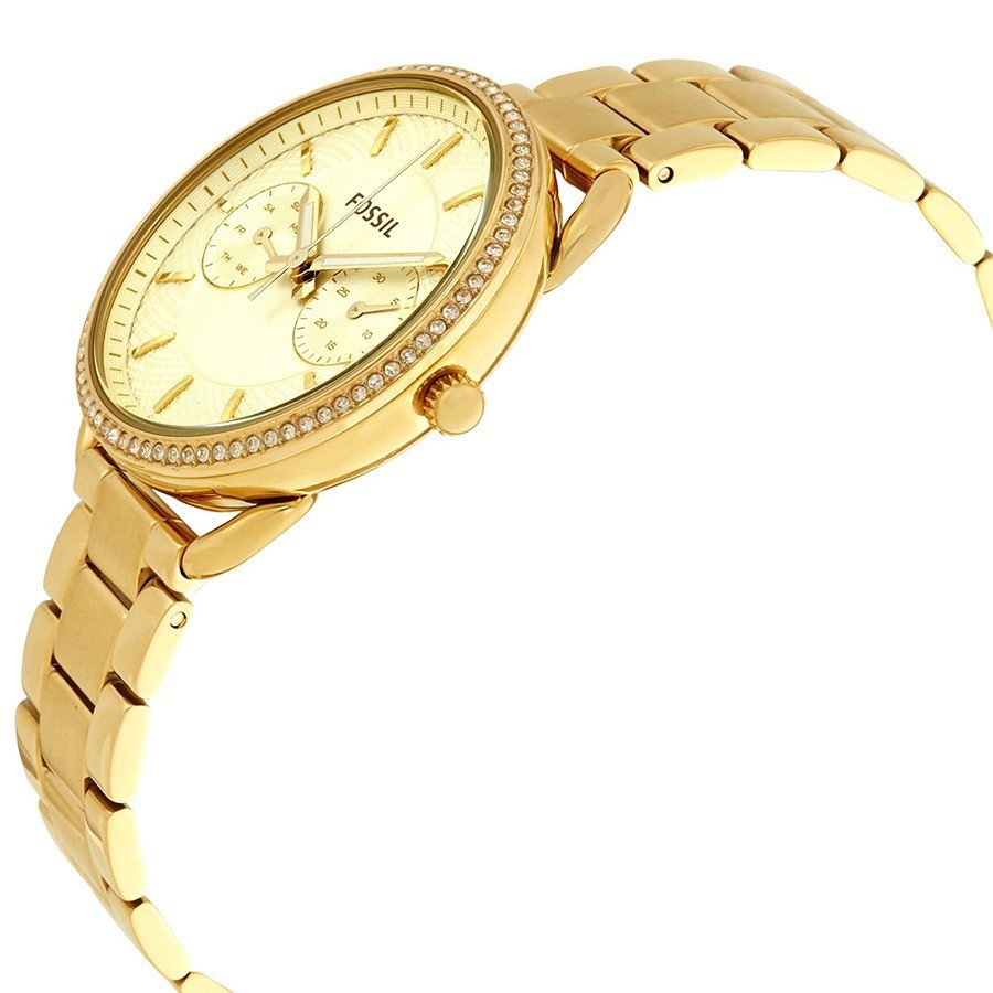 Fossil Tailor Gold Dial Gold Stainless Steel Strap Watch for Women - ES4263 Watches Fossil   