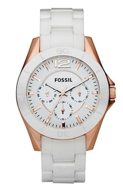 Fossil Ceramic Multifunction White Dial White Steel Strap Watch for Women - CE1006 Watches Fossil   