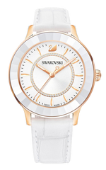 Swarovski Octea Lux White Dial White Leather Strap Watch for Women - 5414416 Watches Swarovski   