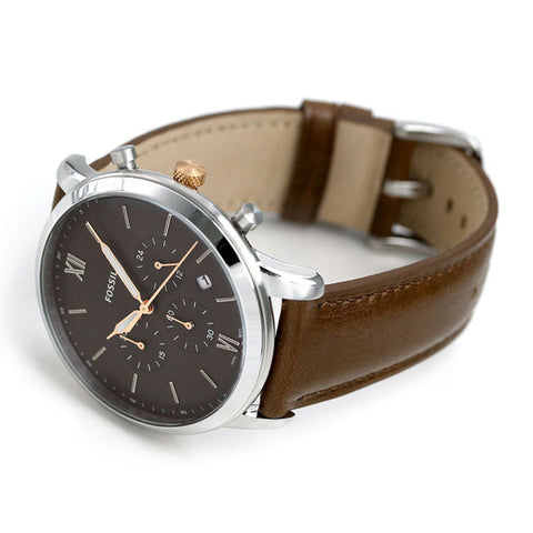 Fossil Neutra Chronograph Black Dial Brown Leather Strap Watch for Men - FS5408 Watches Fossil   