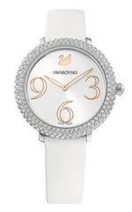 Swarovski Crystal Frost Silver Dial White Leather Strap Watch for Women - 5484070 Watches Swarovski   