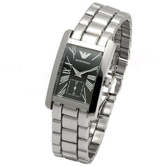 Emporio Armani Classic Black Dial Silver Stainless Steel Watch For Women - AR0157 Watches Emporio Armani   