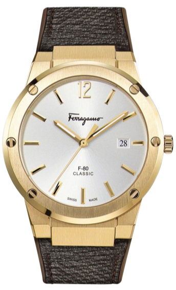 Salvatore Ferragamo Classic White Dial Brown Leather Strap Watch for Men - SFDT00819 Watches Salvatore Ferragamo   