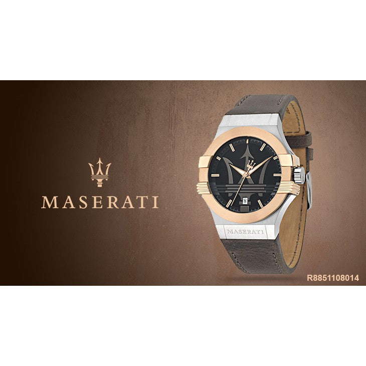 Maserati Potenza Black Dial Brown Leather Strap Watch For Men - R8851108014 Watches Maserati   