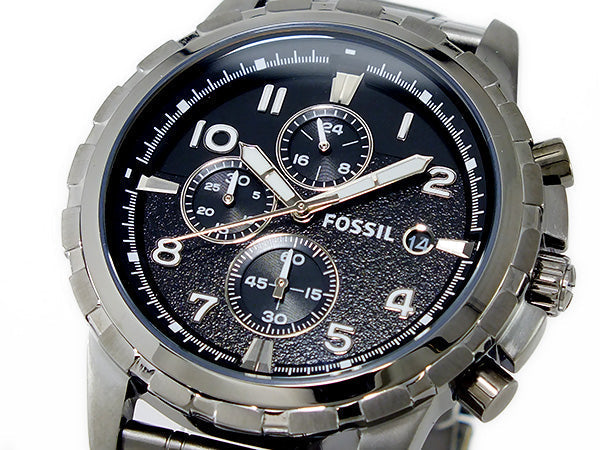 Fossil Dean Chronograph Black Dial Black Steel Strap Watch for Men - FS4721 Watches Fossil   