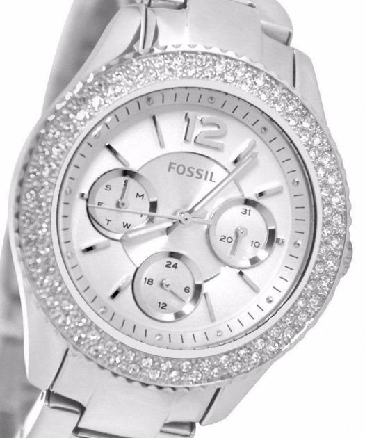 Fossil Stella Silver Dial Silver Steel Strap Watch for Women - ES3588 Watches Fossil   