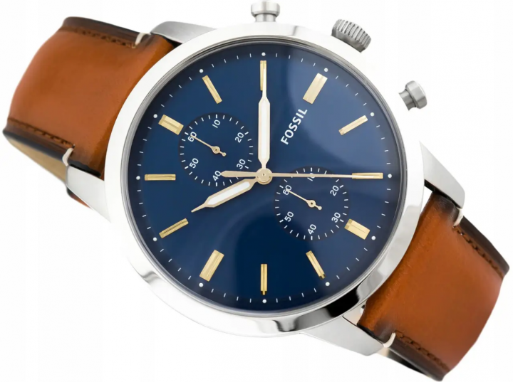 Fossil Townsman Chronograph Blue Dial Brown Leather Strap Watch for Men - FS5279 Watches Fossil   