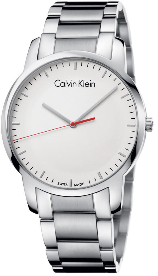 Calvin Klein City Quartz White Dial Silver Steel Strap Watch for Men - K2G2G1Z6 Watches Calvin Klein   