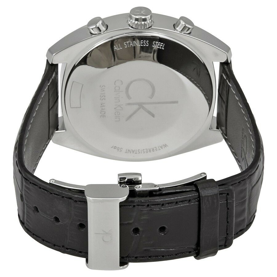 Calvin Klein Masculine Chronograph White Dial Black Leather Strap Watch for Men - K2H27120 Watches Calvin Klein   