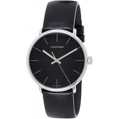 Calvin Klein High Noon Quartz Black Dial Black Leather Strap Watch for Men - K8M211C1 Watches Calvin Klein   