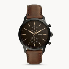 Fossil Townsman Chronograph Black Dial Brown Leather Strap Watch for Men - FS5437 Watches Fossil   