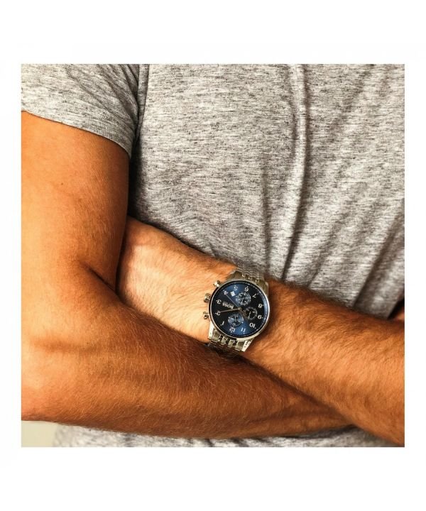 Hugo Boss Navigator Chronograph Blue Dial Silver Steel Strap Watch for Men - 1513498 Watches Hugo Boss   