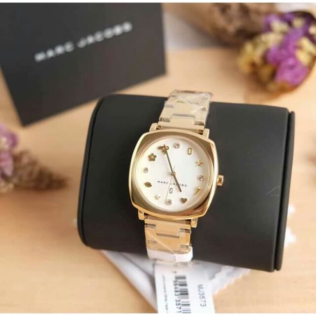 Marc Jacobs Mandy White Dial Gold Stainless Steel Strap Watch for Women - MJ3573 Watches Marc Jacobs   